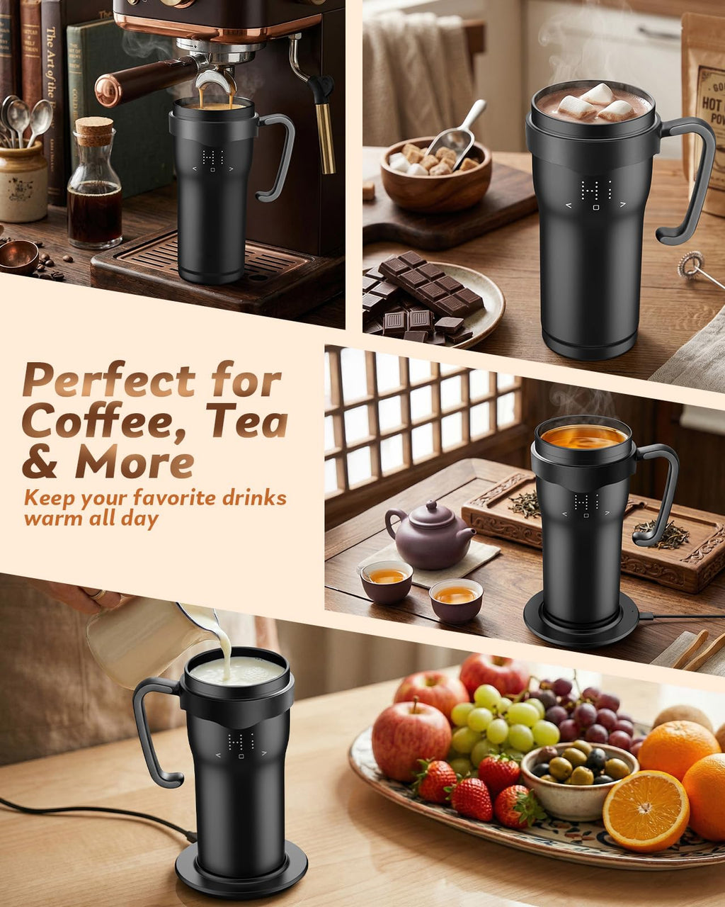 16oz Temperature Control Rechargeable Heated Mug X2642