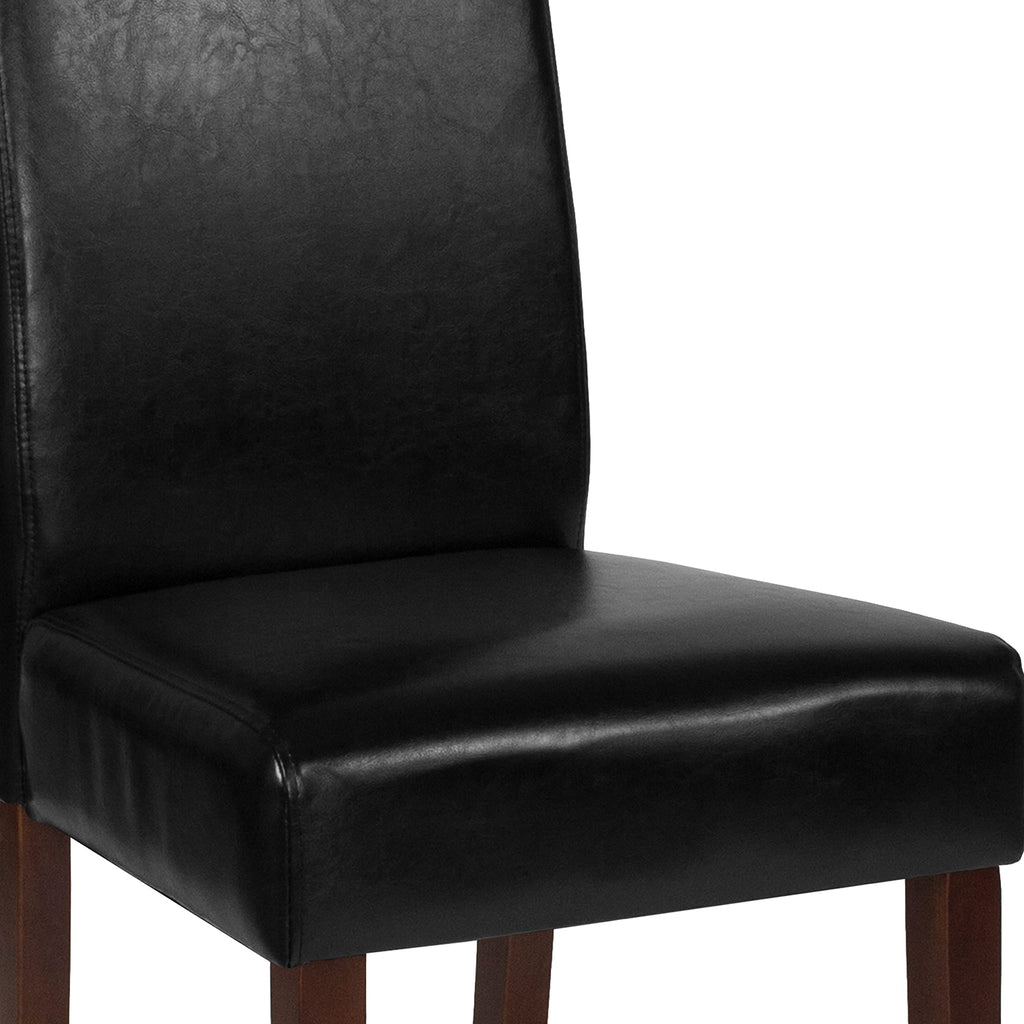 Black LeatherSoft Parsons Chair with Mahogany Legs Z806