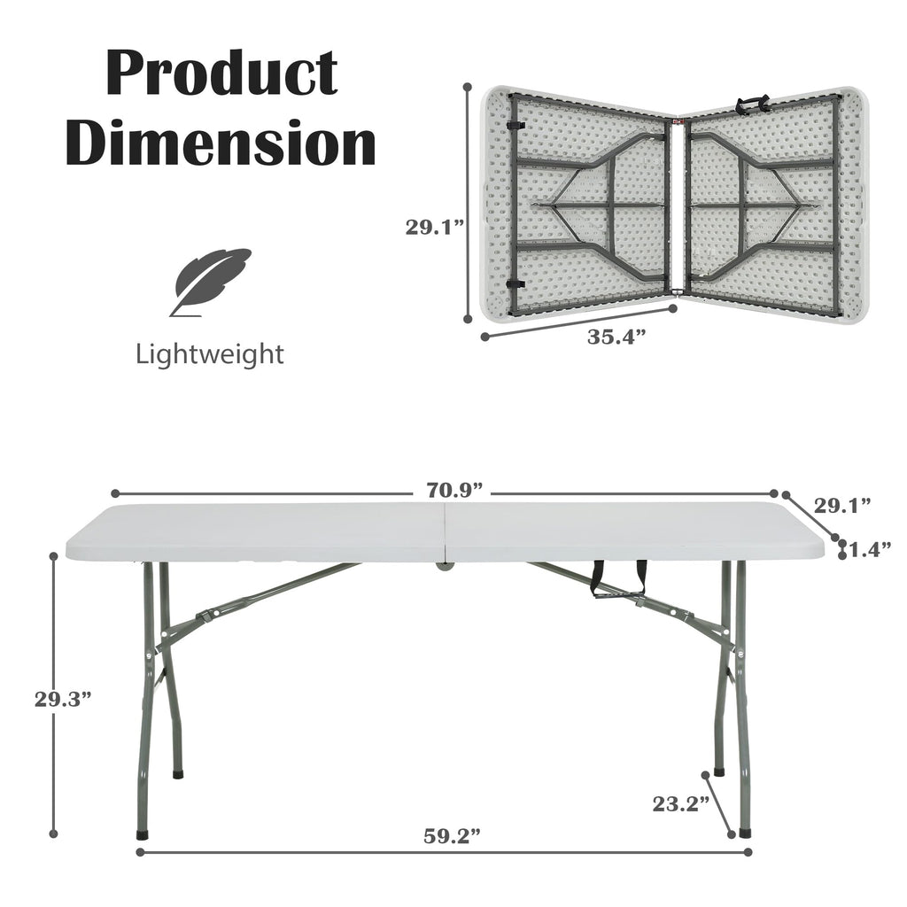 Portable Folding Table 6 FT Long with Handle White N9349