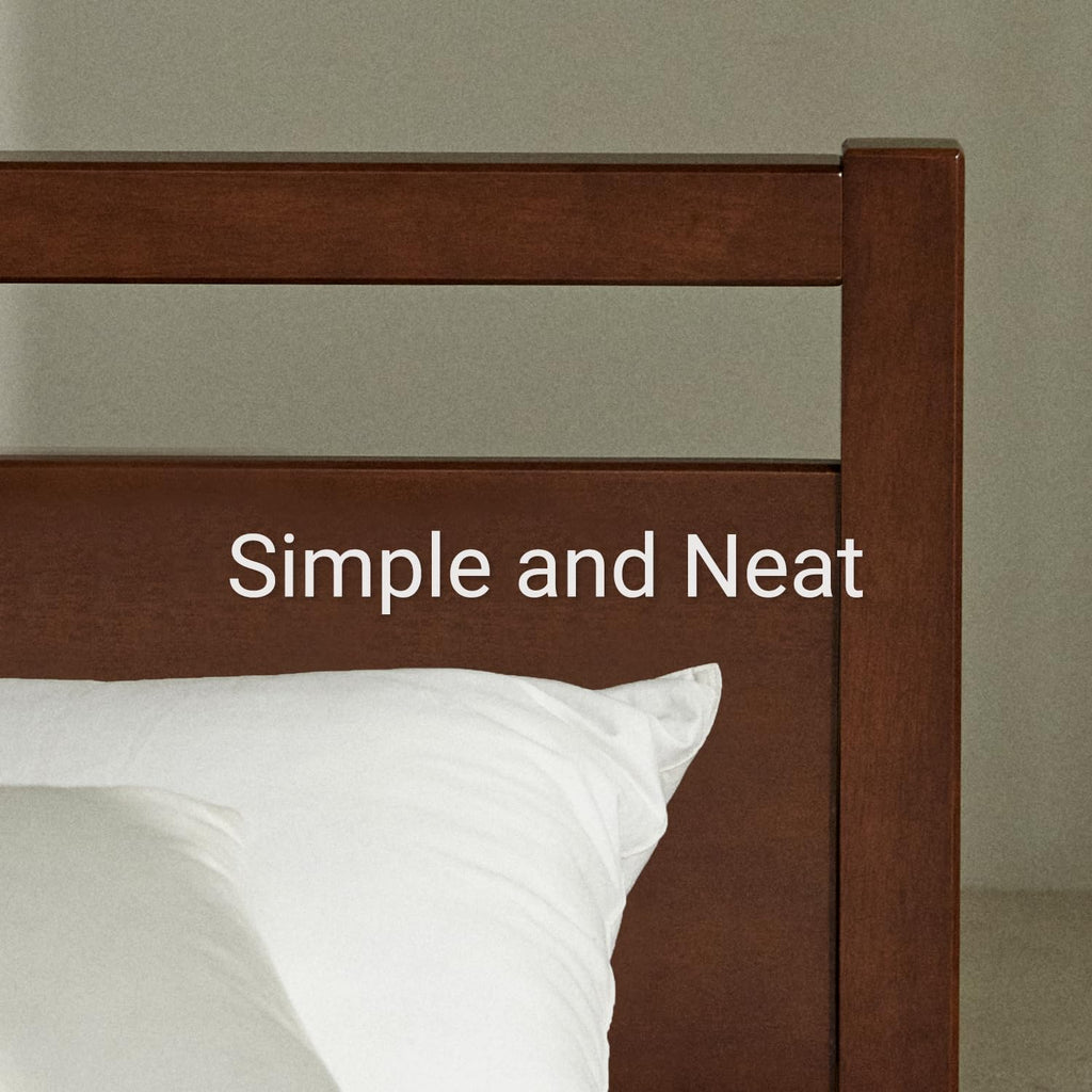 Cherry King Wood Platform Bed Frame with Headboard I3710