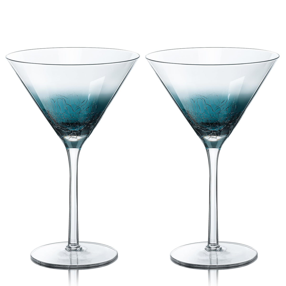 Blue Crackle Martini Glasses O648924
