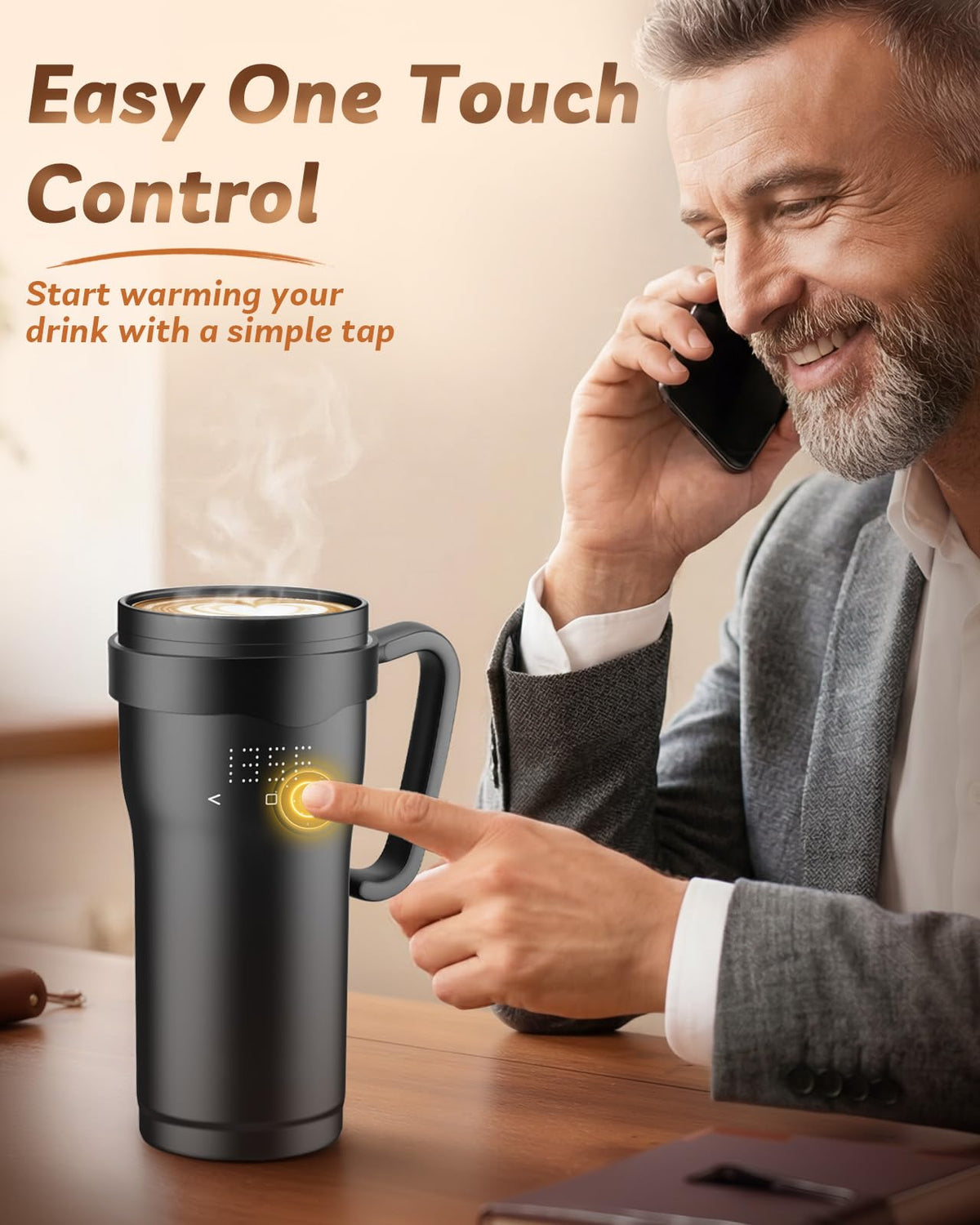 16oz Temperature Control Rechargeable Heated Mug X2642
