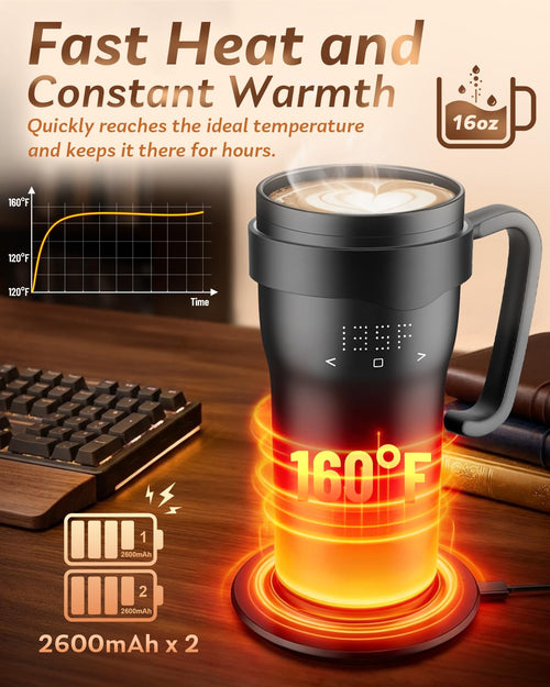 16oz Temperature Control Rechargeable Heated Mug X2642