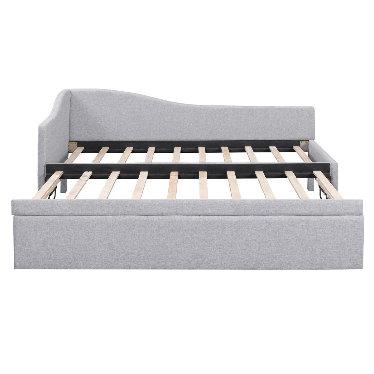 Twin Size Linen Extendable Upholstered Daybed with Pop Up Trundle M6968
