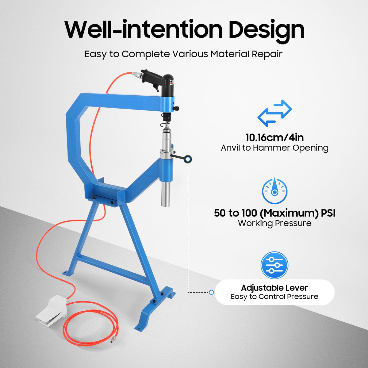 50-100 PSI Pneumatic Planishing Hammer with Foot Pedal Stand P80471