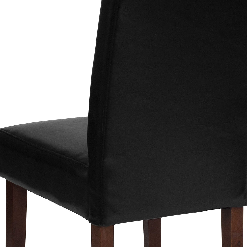 Black LeatherSoft Parsons Chair with Mahogany Legs Z806