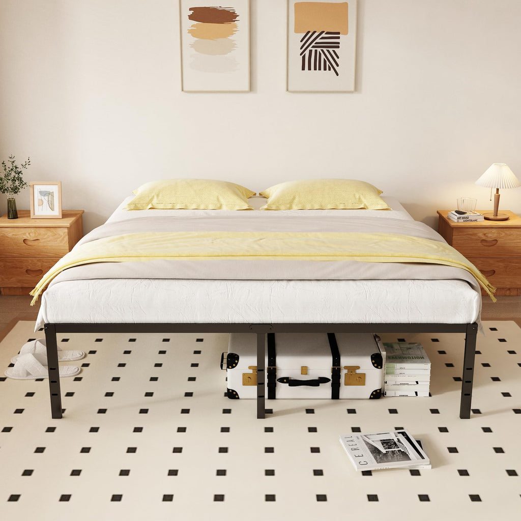 Queen 18 Inch Metal Platform Bed Frame, Black K82984