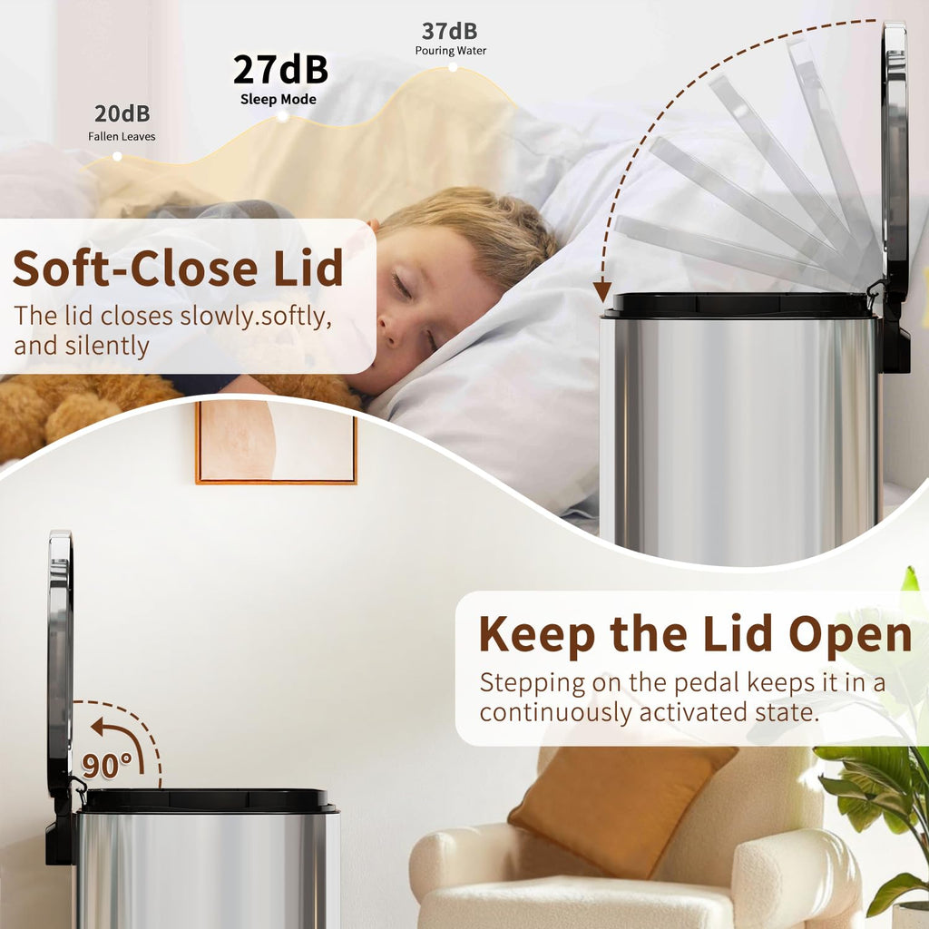 13G Steel Trash Can with Lid B9672