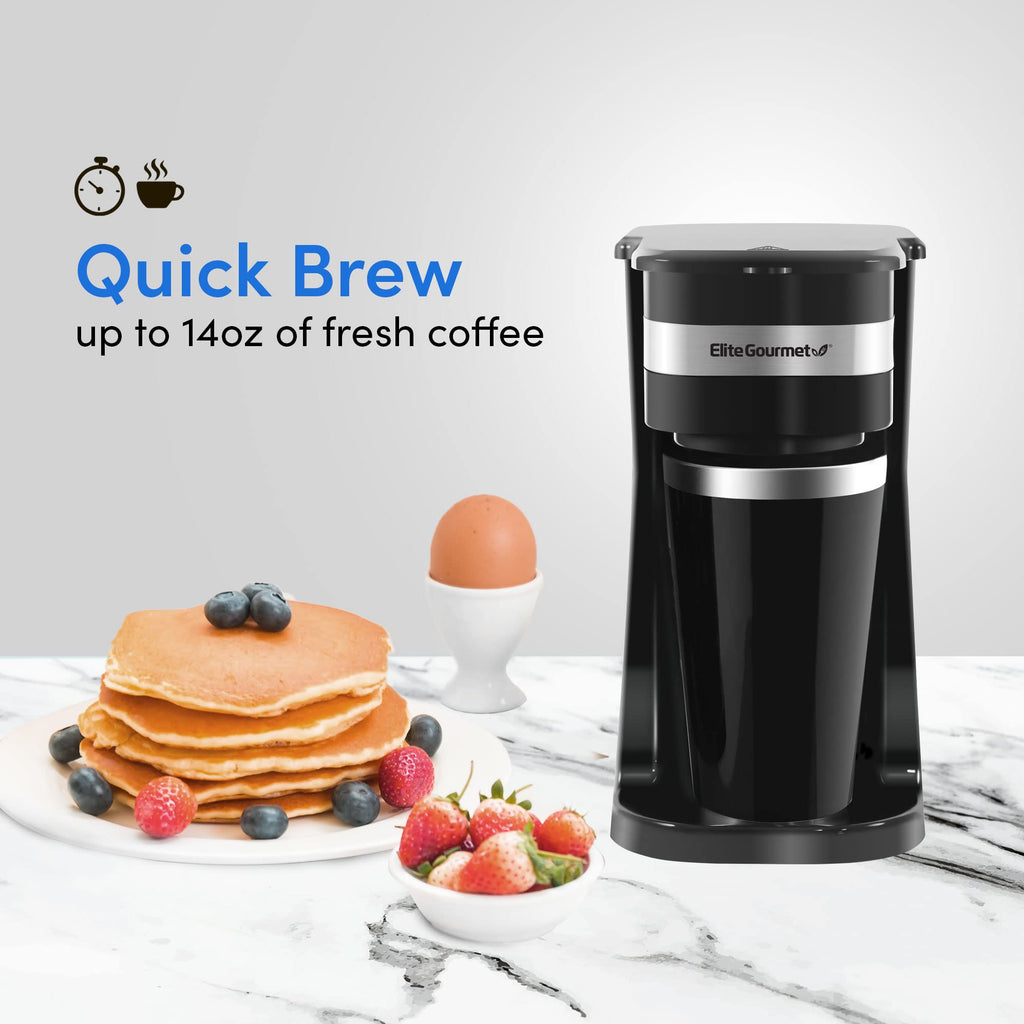 Single-Serve Coffee Maker with 14Oz Stainless Steel Travel Mug R4084