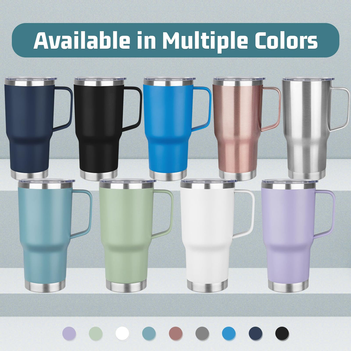 20 oz Stainless Steel Insulated Tumbler with Handle Lid and Straw A724467