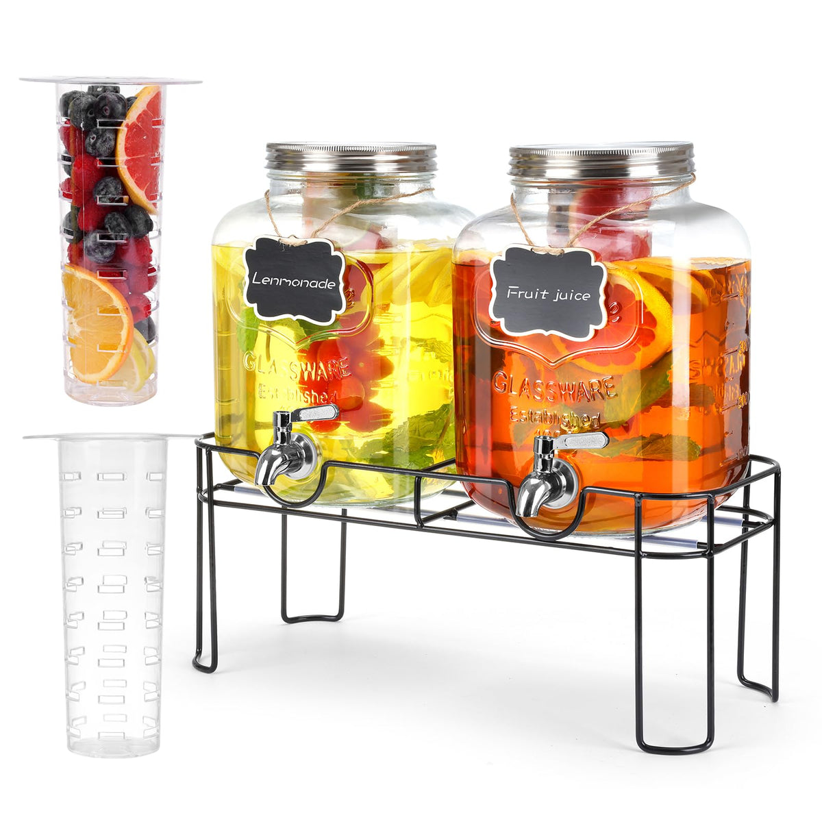 1.6 Gallon Glass Beverage Dispenser with Stand A6317