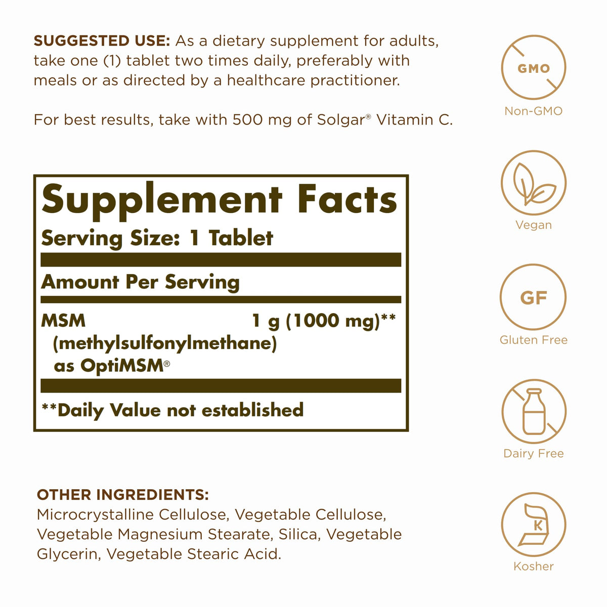 MSM 1000 mg 120 Tablets T877