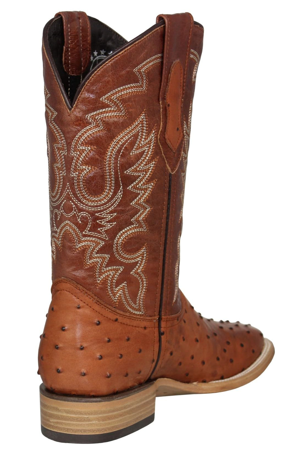 Cognac Leather Square Toe Western Cowboy Boots O976243