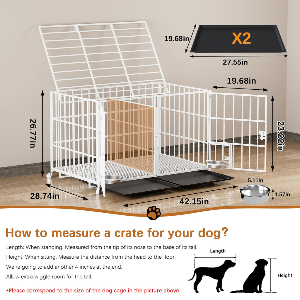 42" Heavy Duty Metal Dog Crate with Divider S765