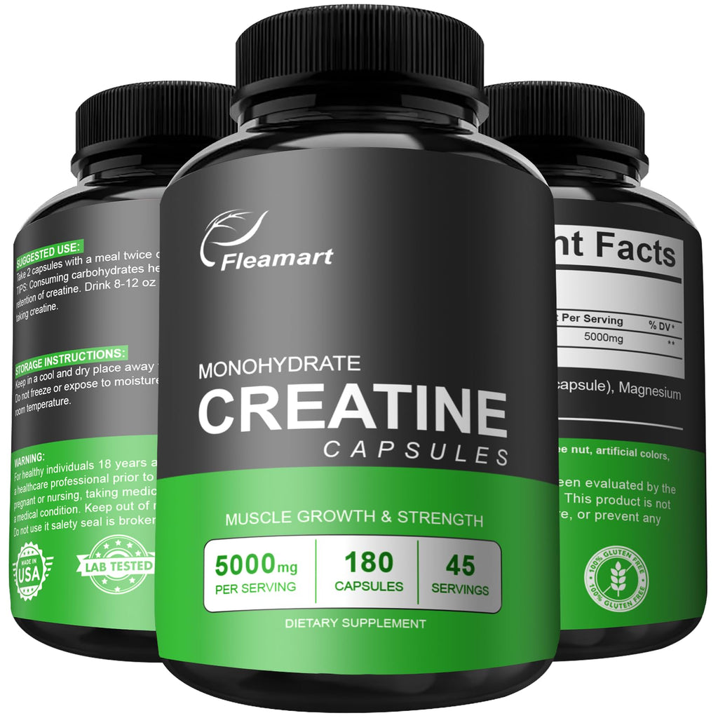 Micronized Creatine Monohydrate 5000mg 180 Capsules U4063