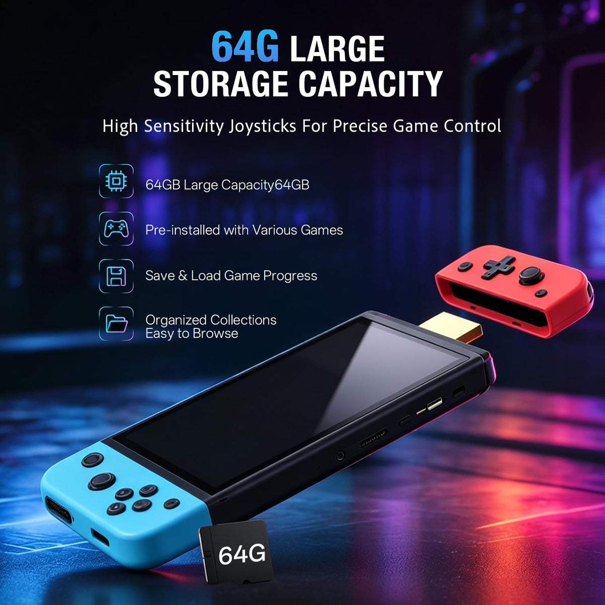 30000+ Games Retro Game Console, 4K HDMI Plug and Play Game Stick with 2.4GHz Wireless Controllers, 64GB 30+ Emulators I711