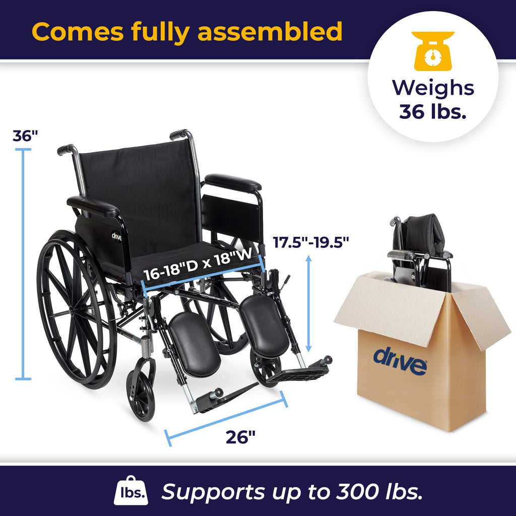 Lightweight Wheelchair Full Arms Black 18" C467
