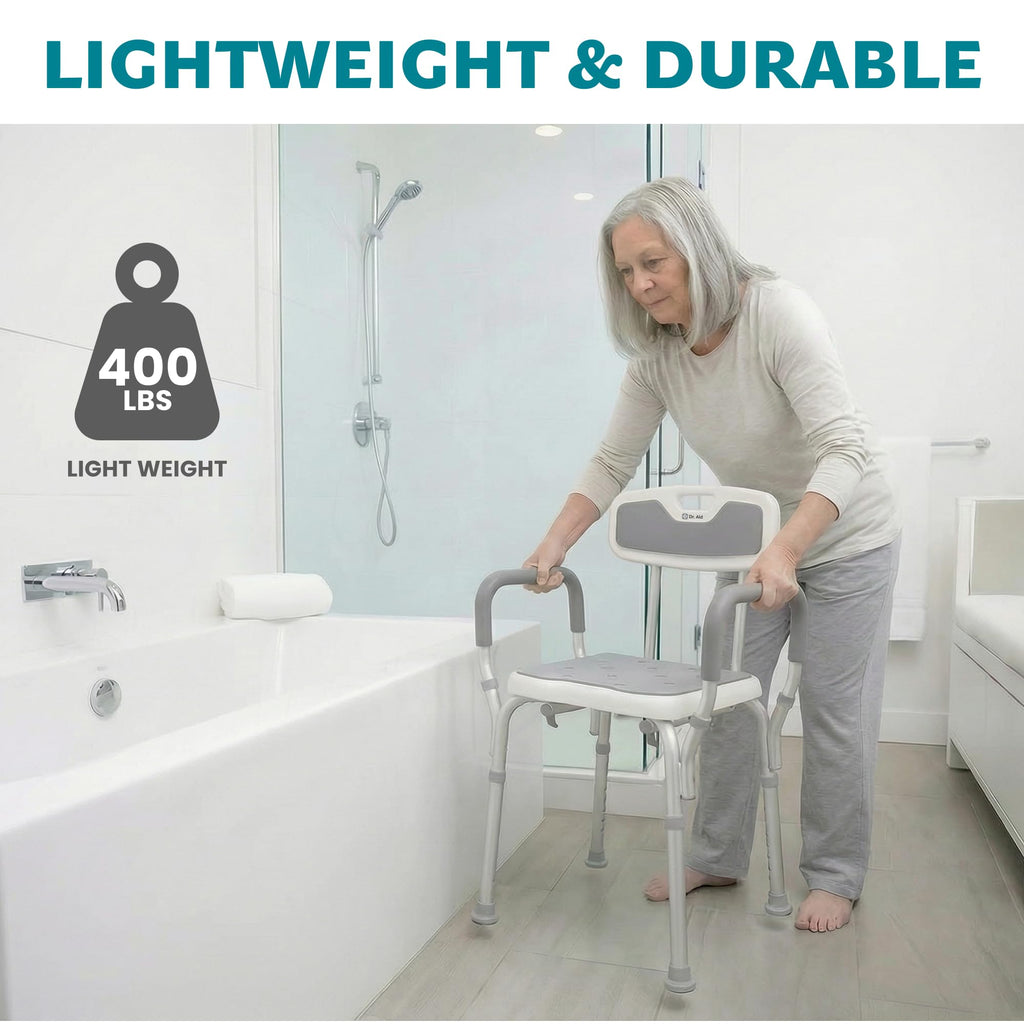 Shower Chair, 6-Height Adjustable, 400 lbs O174
