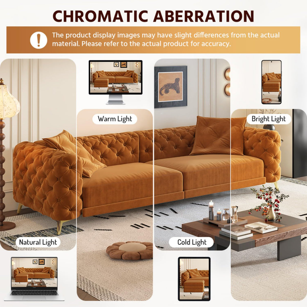 Orange Convertible Pull Out Sofa Bed Velvet Sleeper Sofa H6054