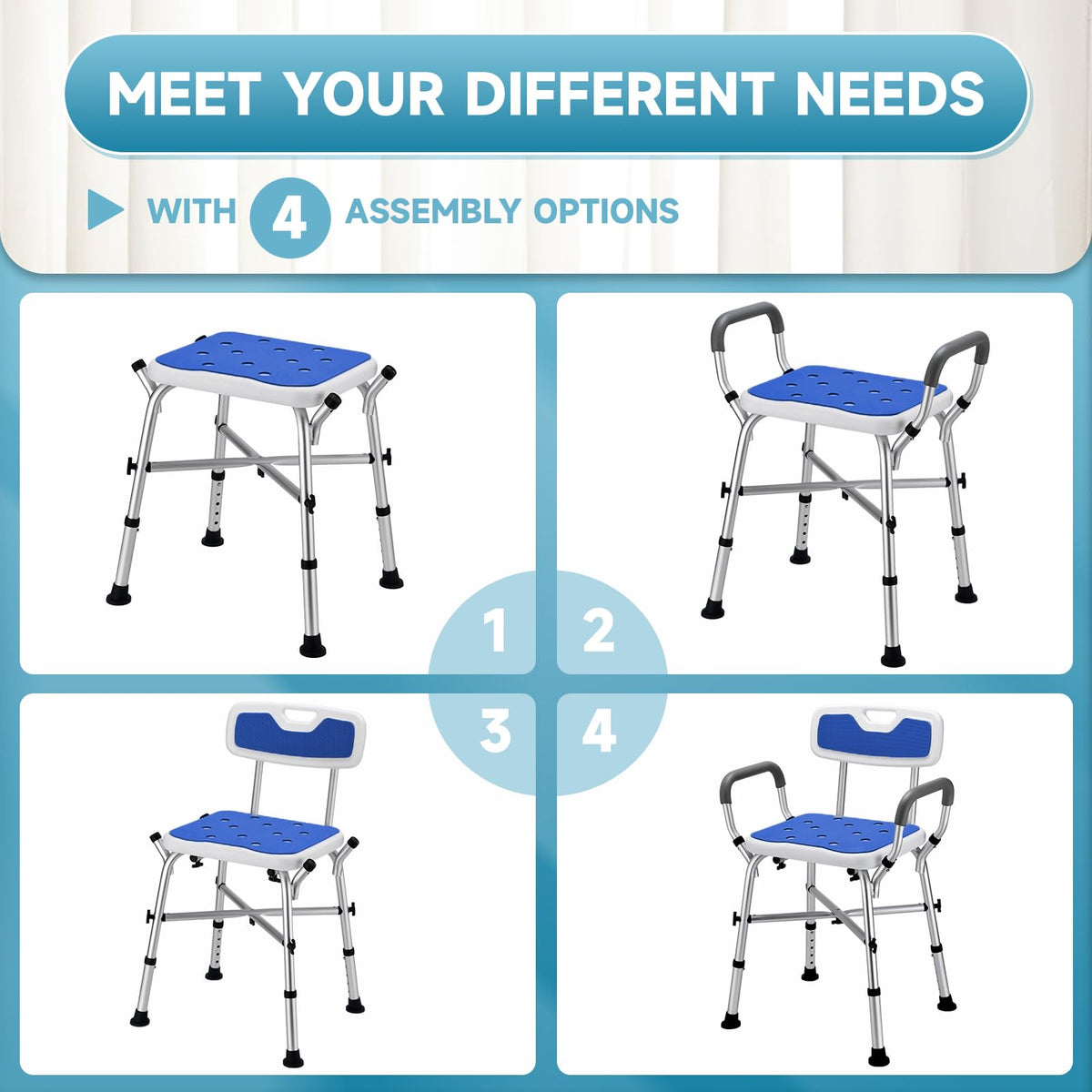 Adjustable Shower Chair with Arms and Back N51436