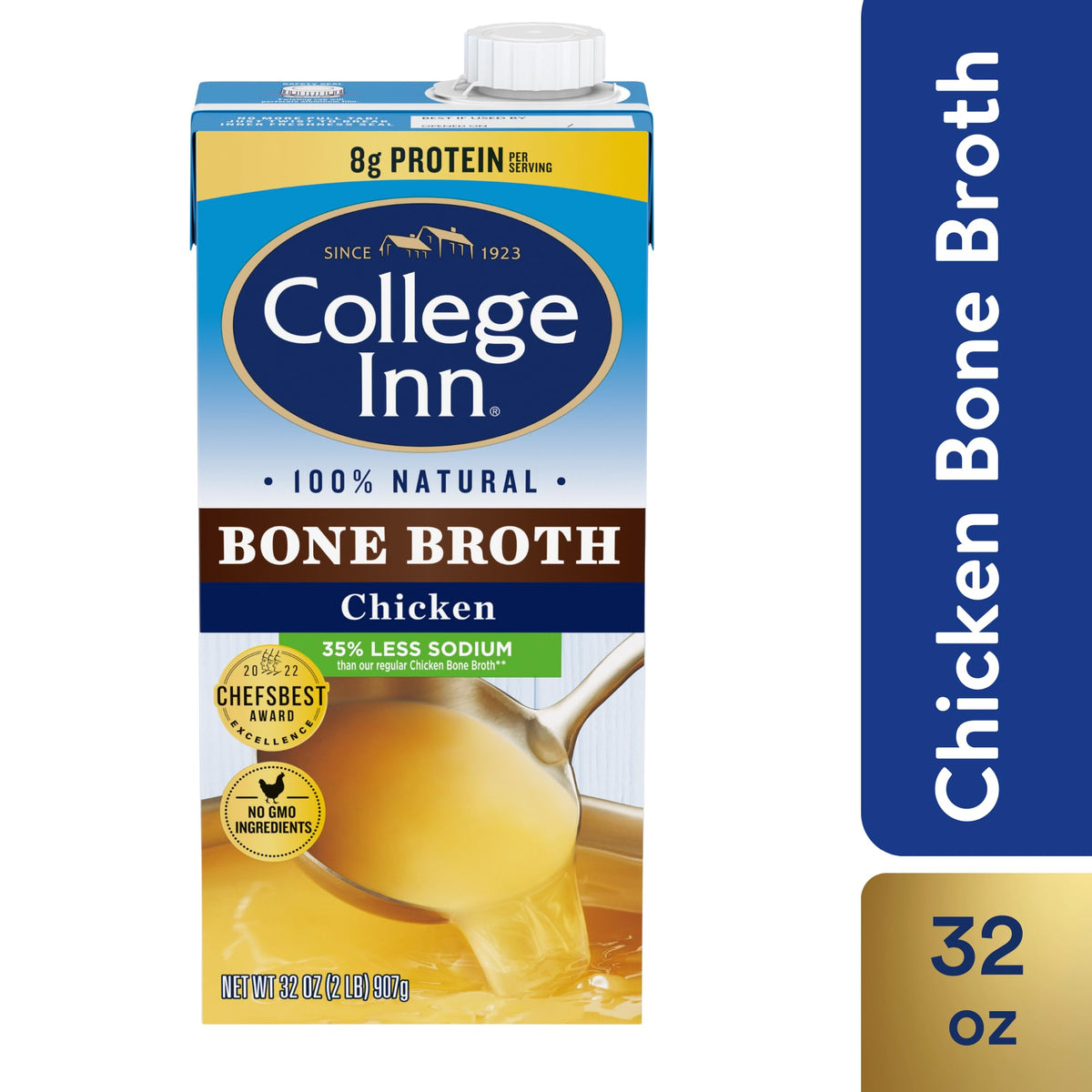 100% Natural Reduced Sodium Chicken Bone Broth 32 Oz (Pack of 12) J4305