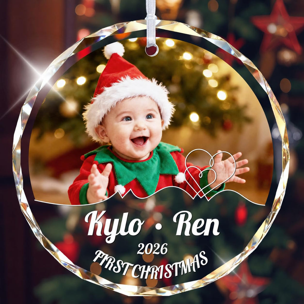 Custom Photo Crystal Glass Christmas Ornament T29590