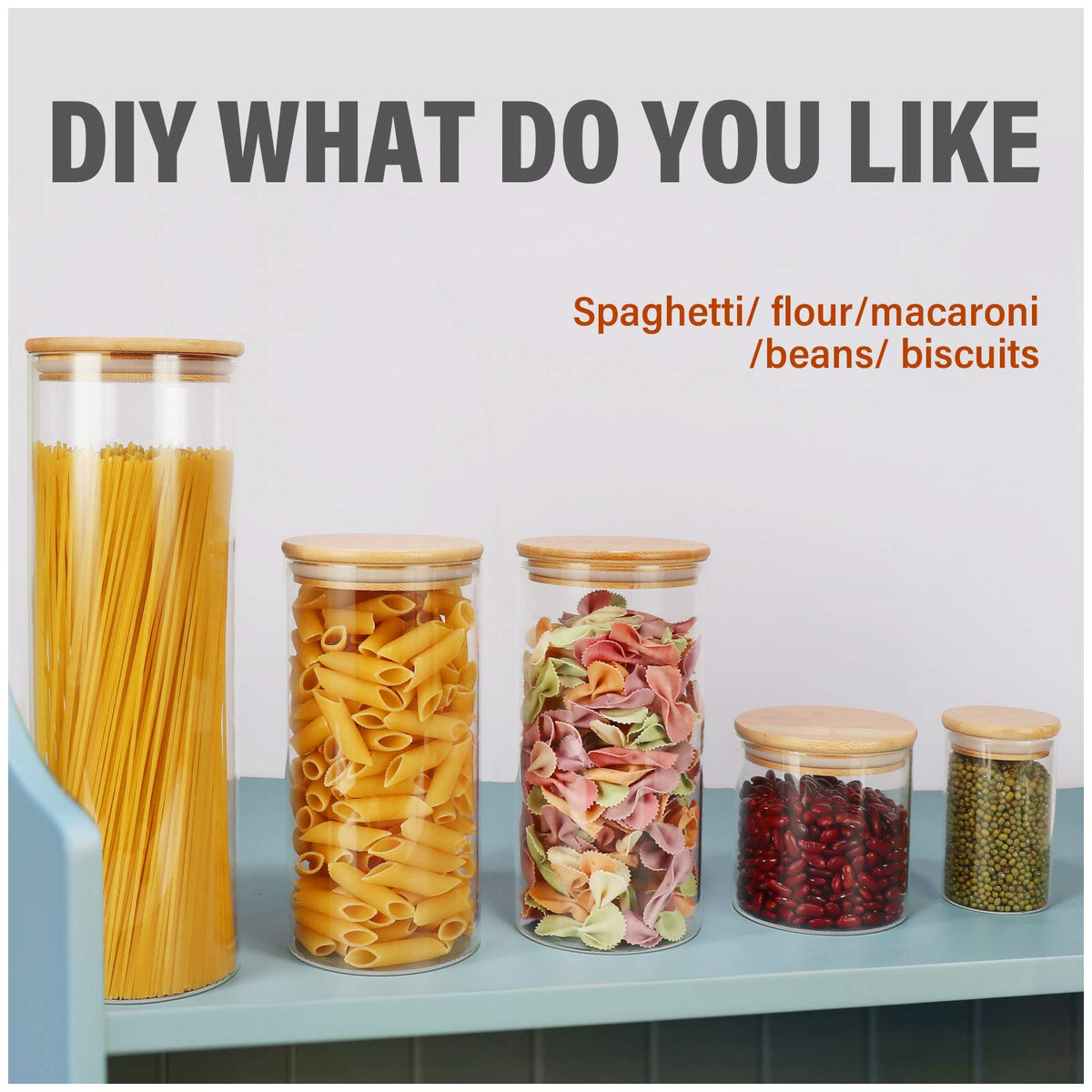 9 Pack 16 oz Glass Jars with Airtight Bamboo Lids B156147