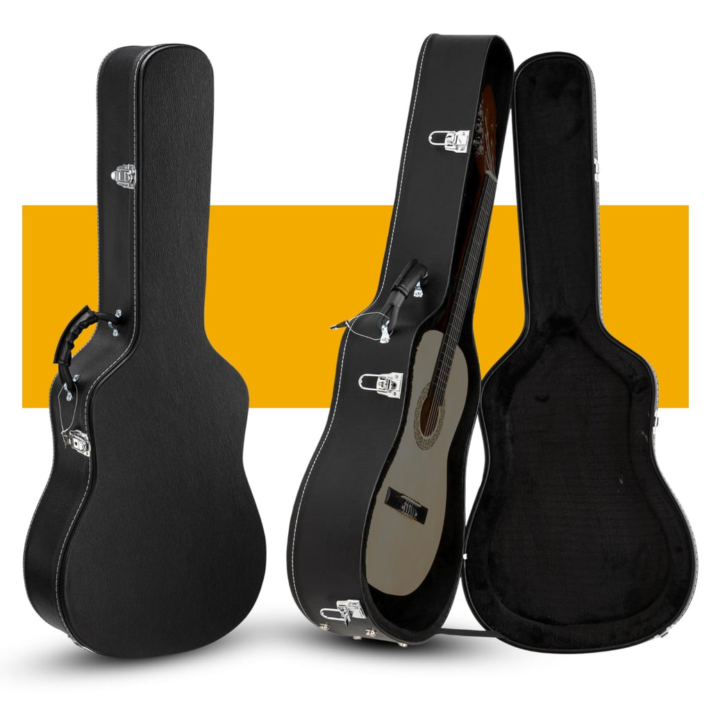 41 Inch Acoustic Guitar Hard Case with Lock Latch, Black E970