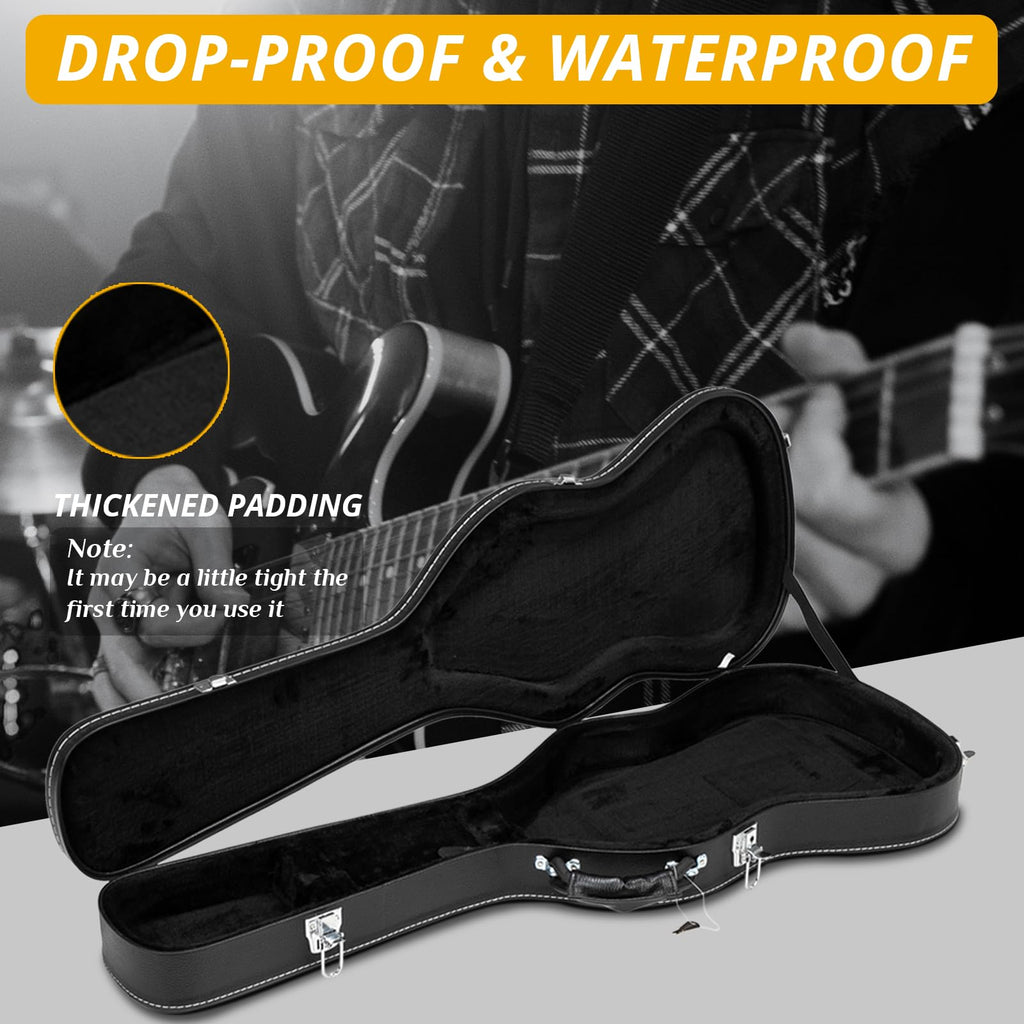 41 Inch Acoustic Guitar Hard Case with Lock Latch, Black E970