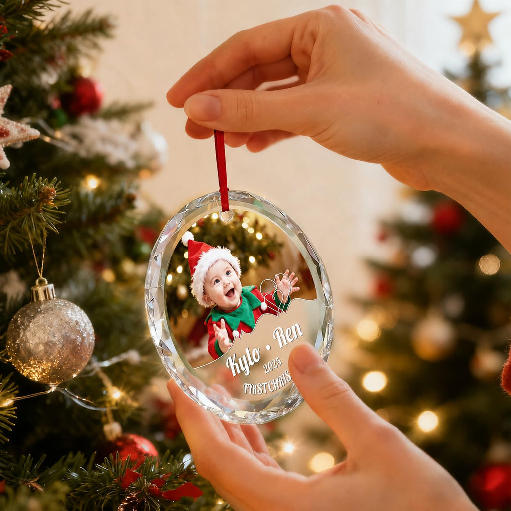 Custom Photo Crystal Glass Christmas Ornament T29590