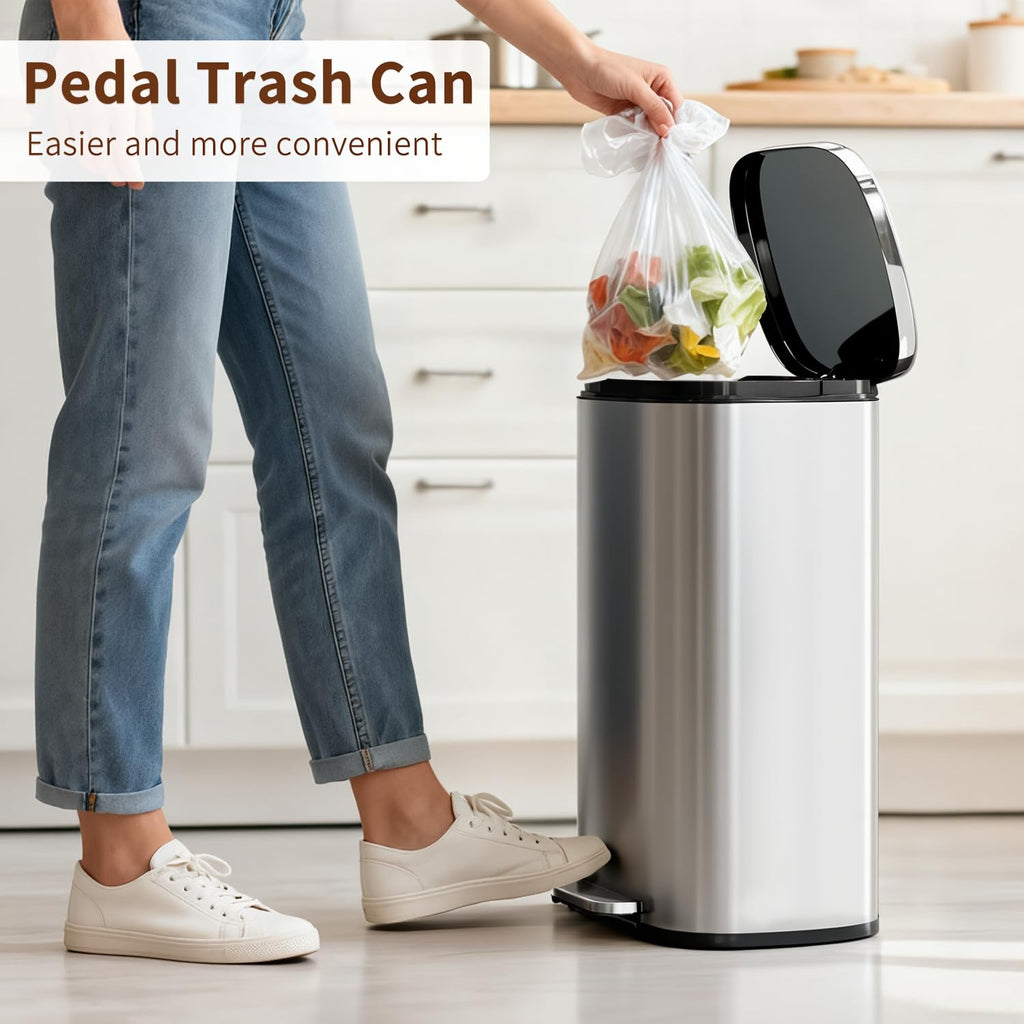 13G Steel Trash Can with Lid B9672