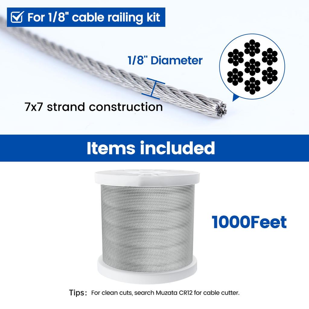 1/8" T316 Stainless Steel Cable Railing Wire Rope W5303