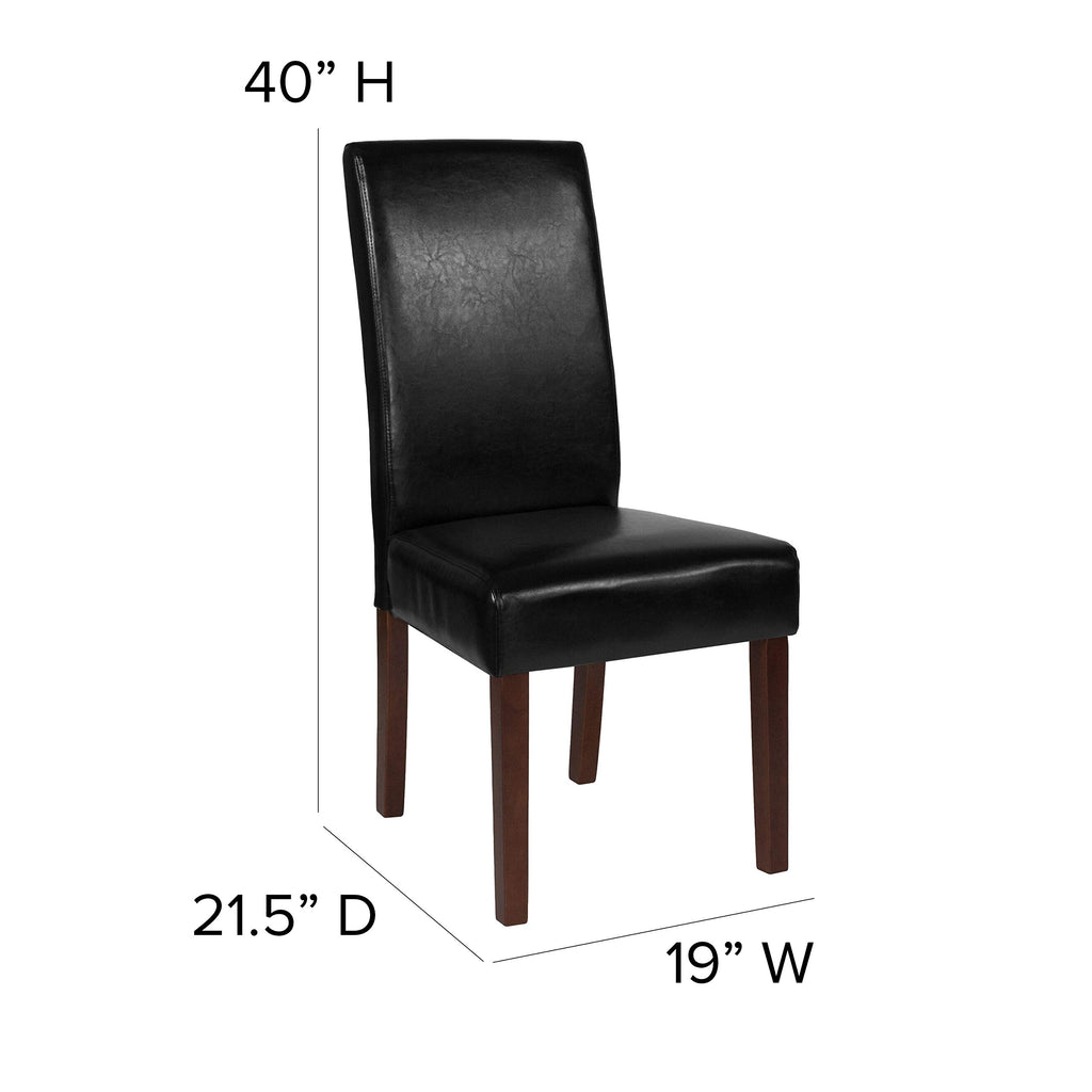 Black LeatherSoft Parsons Chair with Mahogany Legs Z806