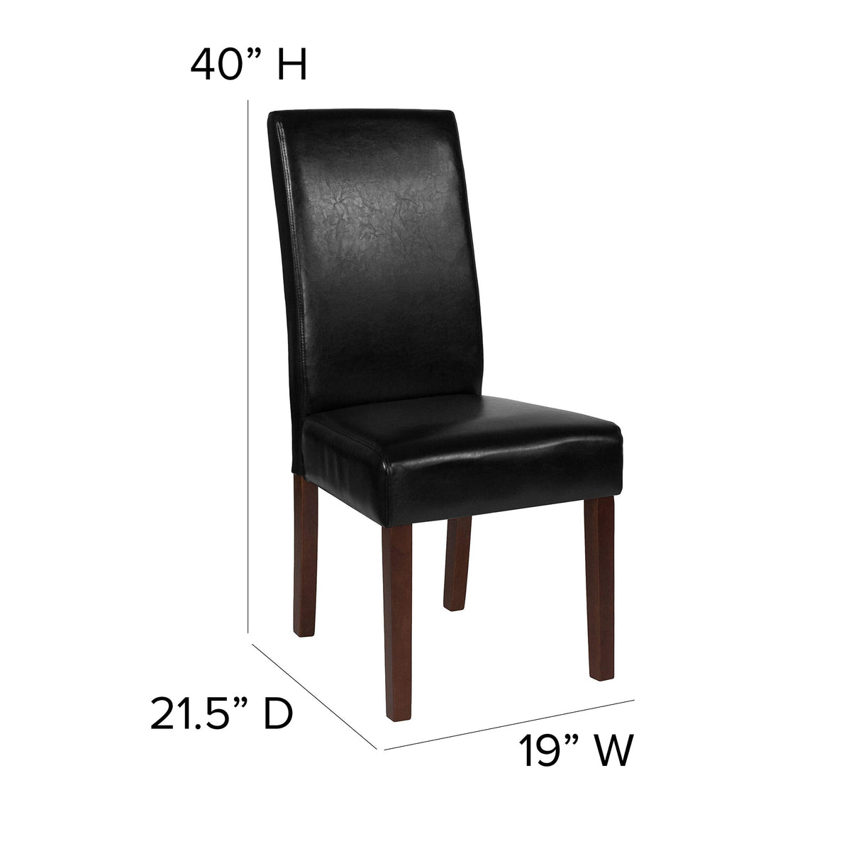 Black LeatherSoft Parsons Chair with Mahogany Legs Z806
