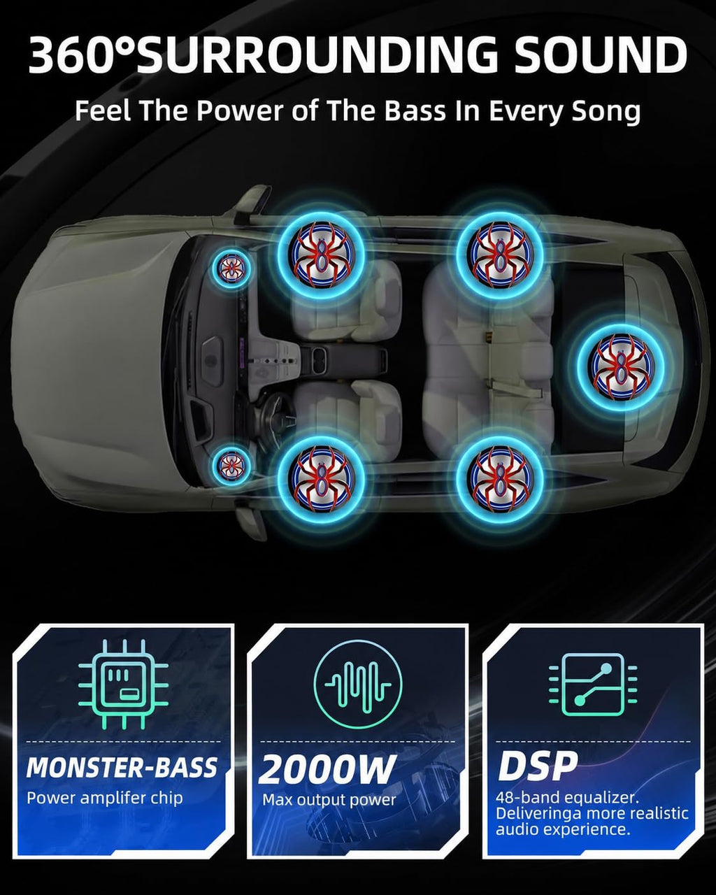 2000W 10 Inch Underseat Car Subwoofer and Amp Package M895412