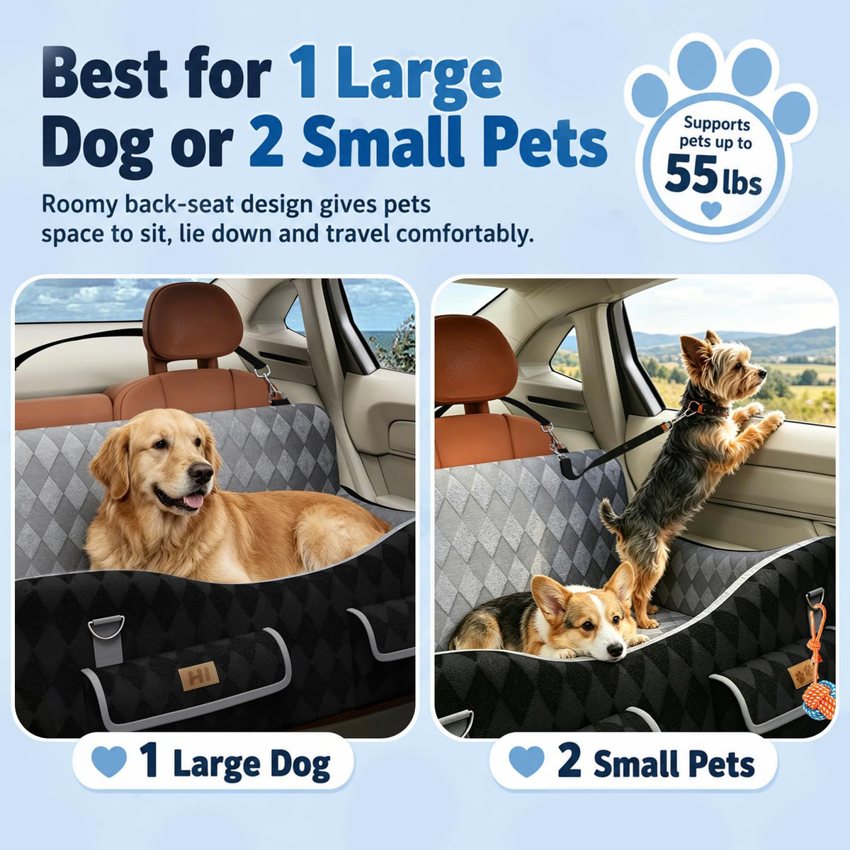 Medium & Large Dog Car Seat with Memory Foam Cushion V78872