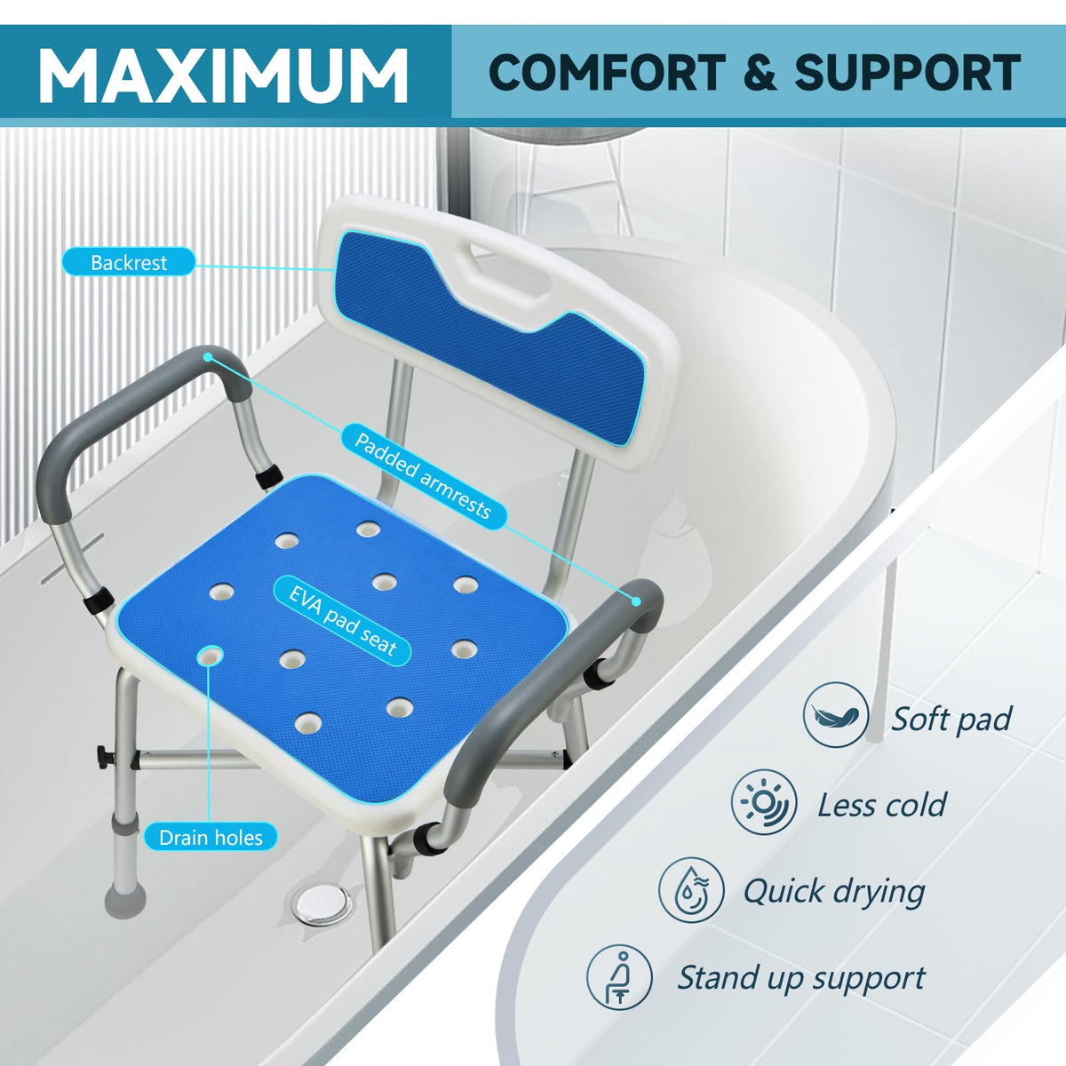 Adjustable Shower Chair with Arms and Back N51436