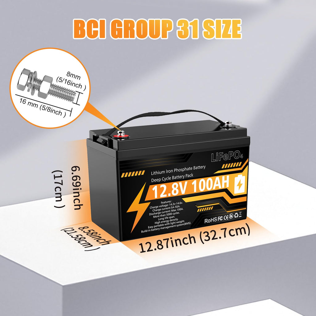 12V 100Ah LiFePO4 Deep Cycle Battery M5198