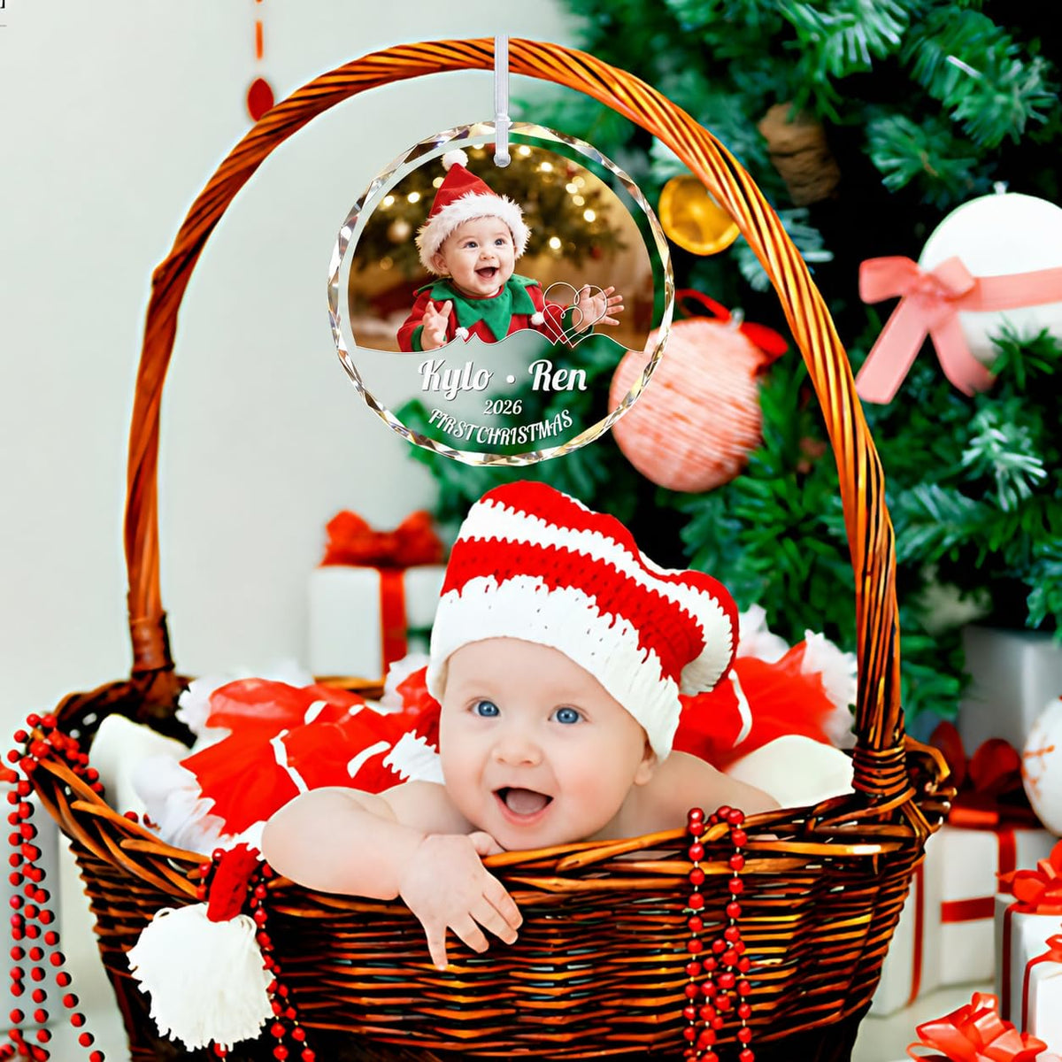 Custom Photo Crystal Glass Christmas Ornament T29590