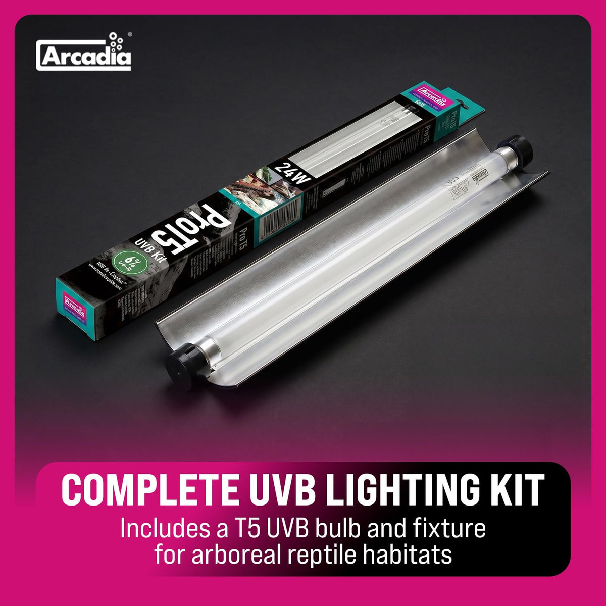 22.5" 24 Watts 6% UVB Reptile Light Fixture Kit Q523