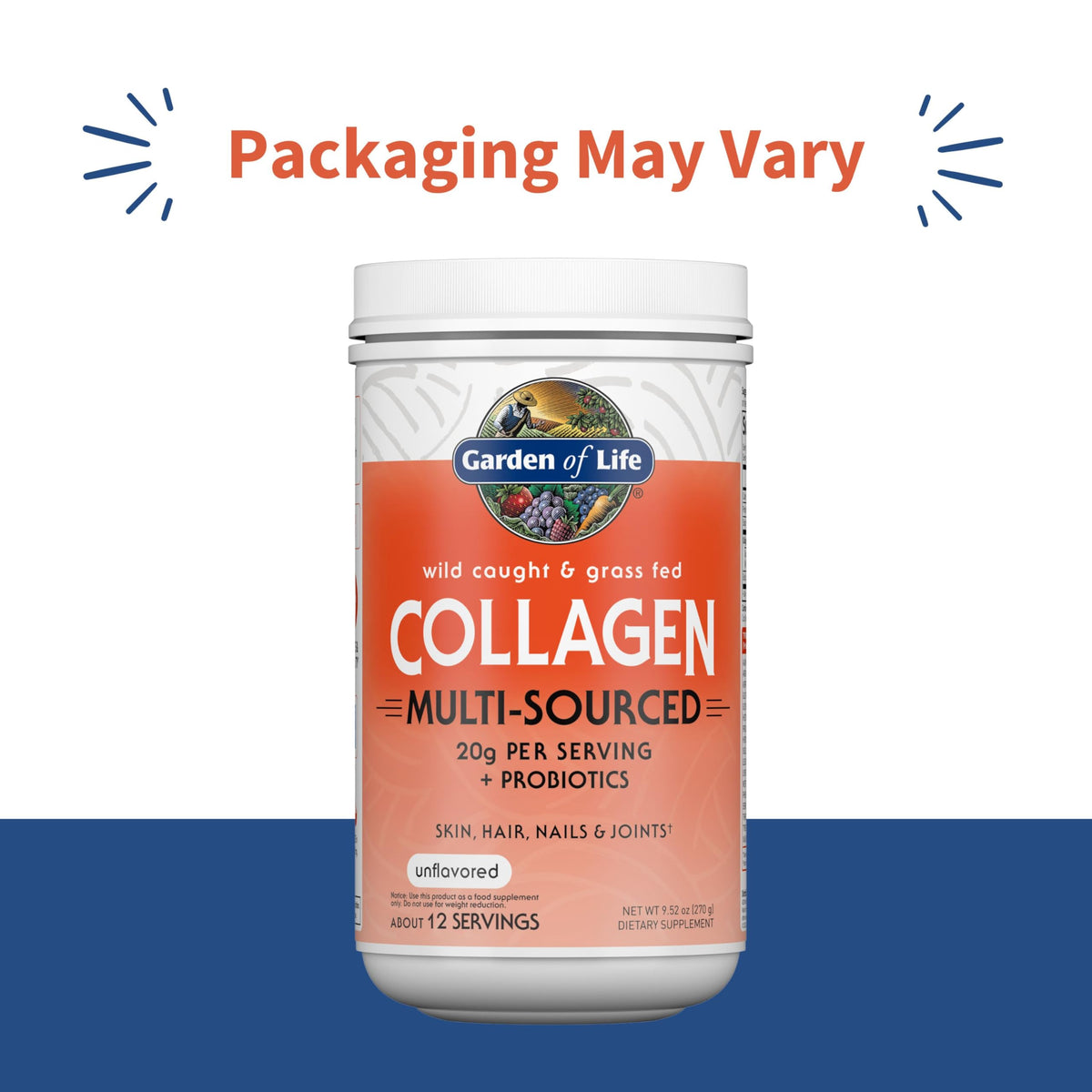 Marine & Grass-Fed Collagen Peptides Powder with Probiotics & BCAAs Unflavored U75437