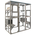 Large Wooden Outdoor Cat Catio Enclosure with 2 Doors, 2 Resting Rooms, 5 Platforms A33223