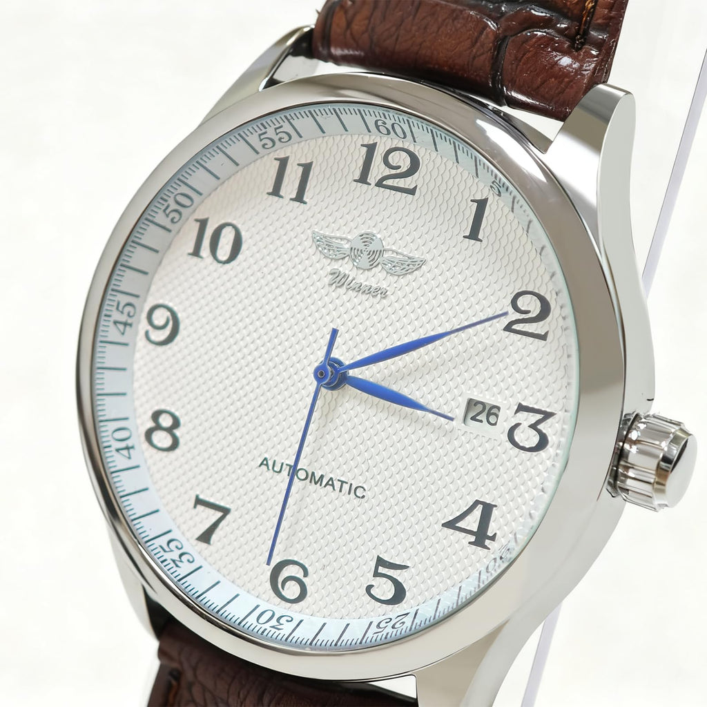 Mechanical Watch Automatic Self-Winding White Dial Blue Hands E367681