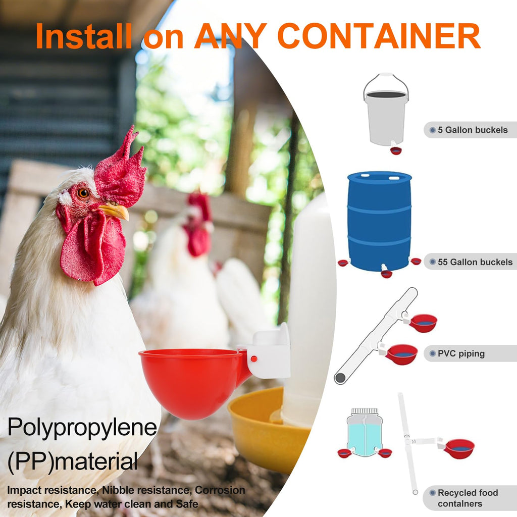 6 Pack Automatic Chicken Waterer Cups E29618