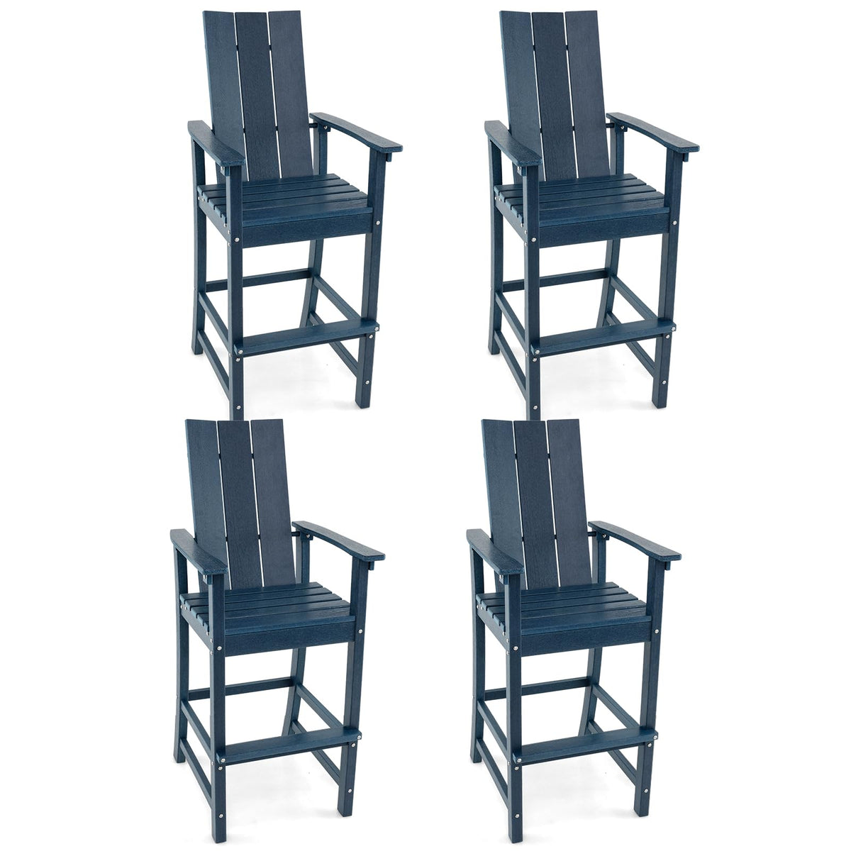 52” Tall HDPE Adirondack Chair Set of 4 Navy F879