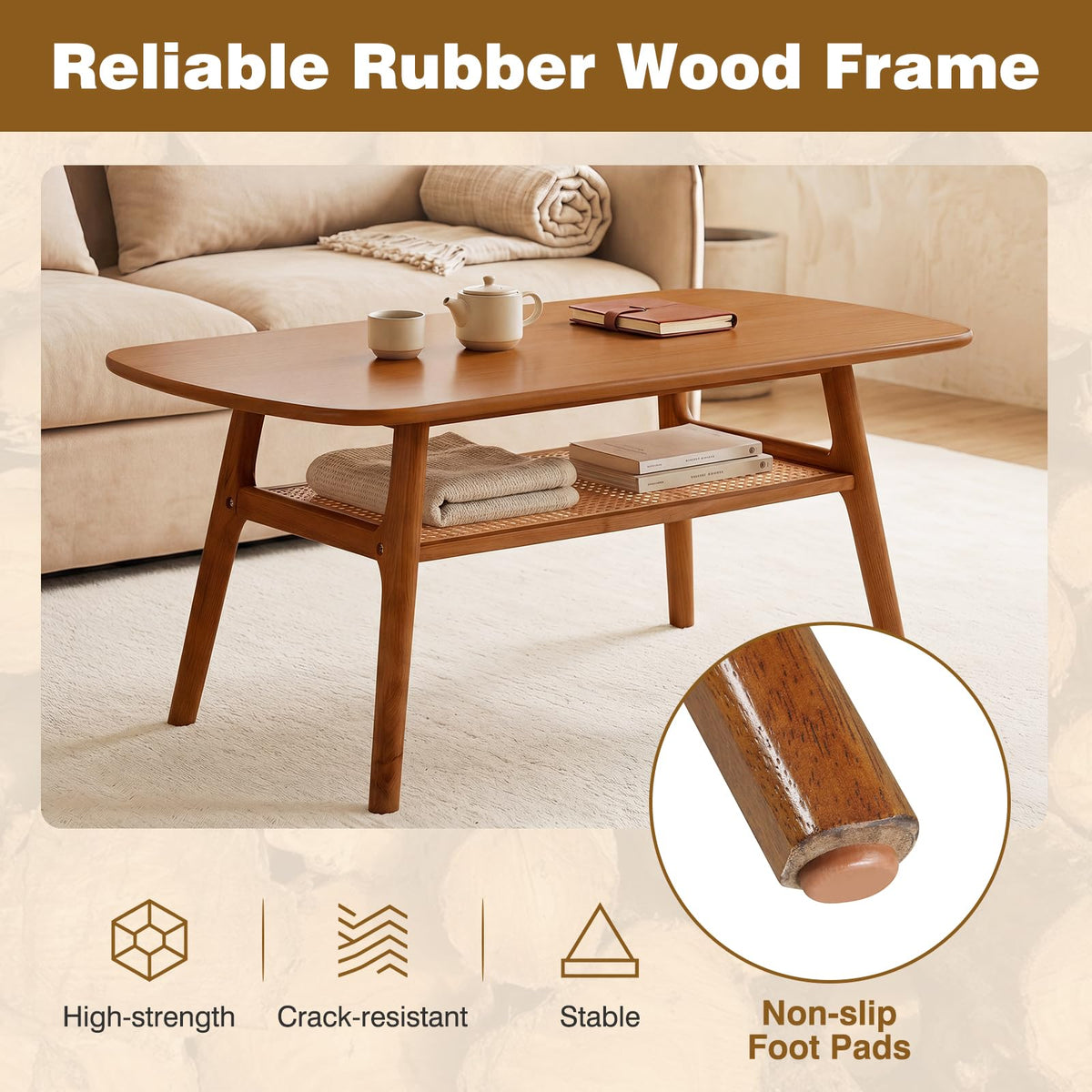 Rattan Wood Coffee Table E811659