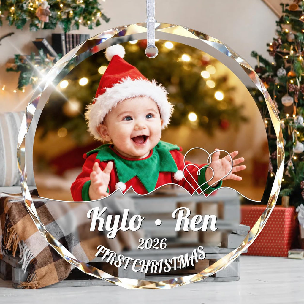 Custom Photo Crystal Glass Christmas Ornament T29590