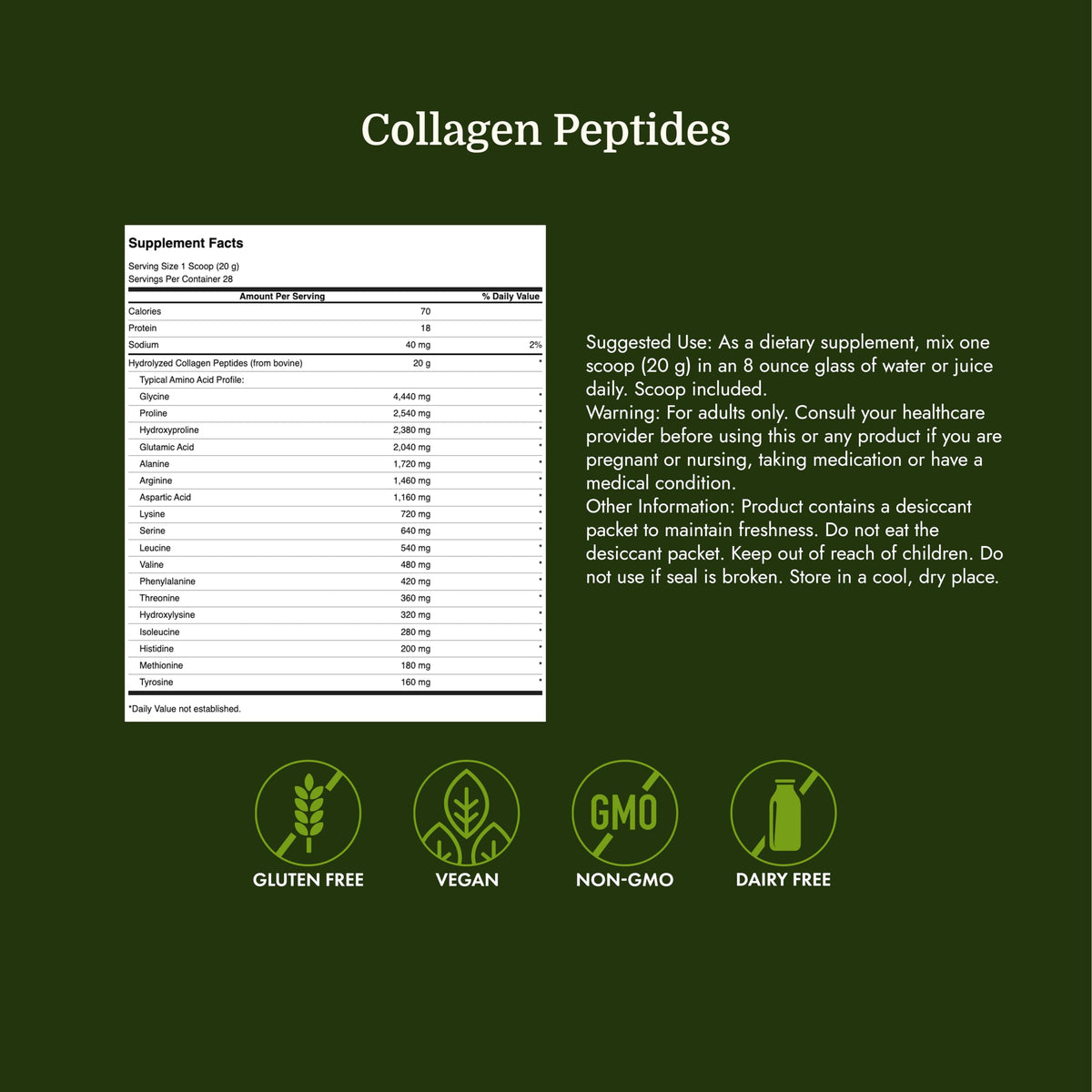 Collagen Peptides Unflavored 19.75 oz Powder C89272