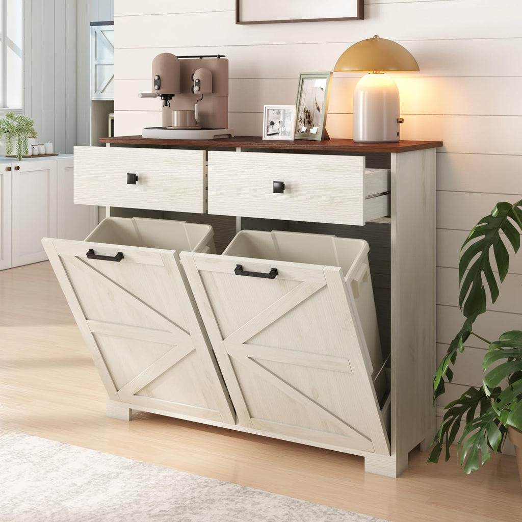 Double Tilt Out Trash Cabinet with Hideaway Drawer E420