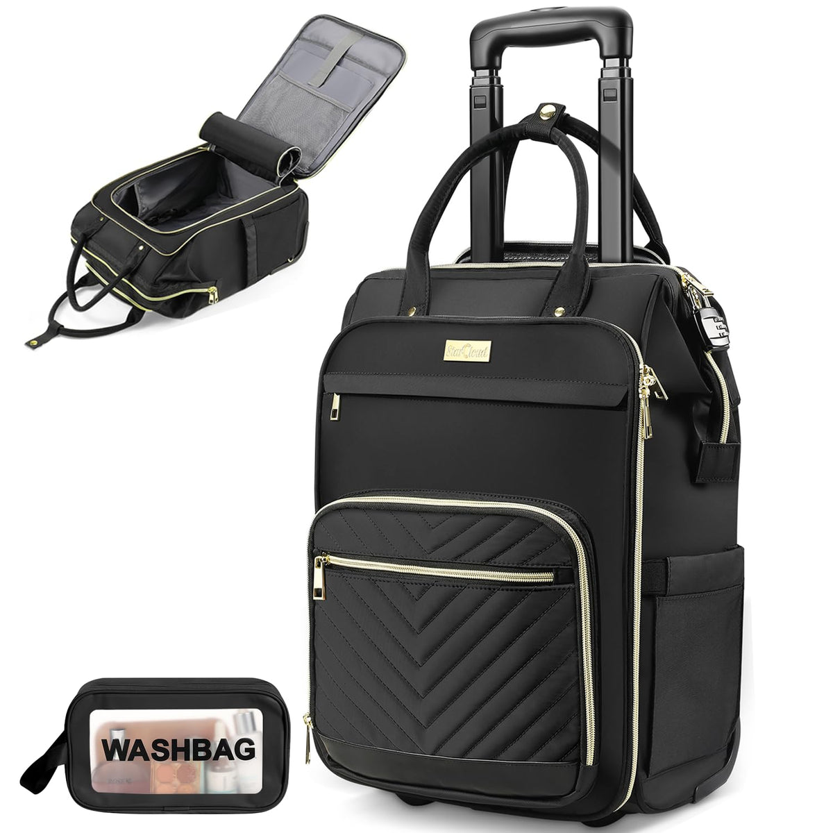 Rolling Backpack with Wheels, USB & Type-C Charging Port H8917
